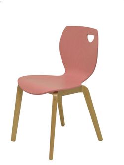 Modelo Buendia - Pack de 2 sillas confidente con estructura de madera de color haya - Asiento y respaldo de madera laminada color rosa