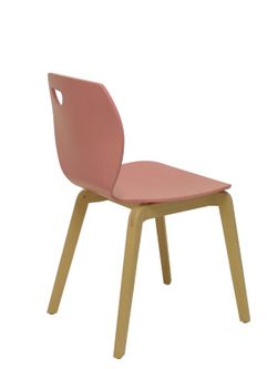 Modelo Buendia - Pack de 2 sillas confidente con estructura de madera de color haya - Asiento y respaldo de madera laminada color rosa