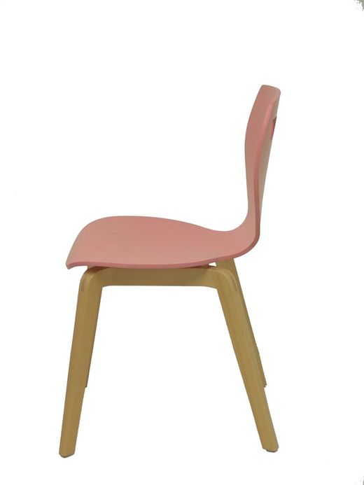 Modelo Buendia - Pack de 2 sillas confidente con estructura de madera de color haya - Asiento y respaldo de madera laminada color rosa