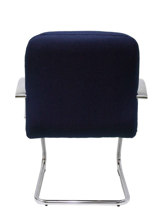 Modelo Caudete Confidente Patín  Sillón de recepción ergonómico con brazos fijos y patín cromados  Asiento y respaldo tapizados en tejido BALI color azul marino