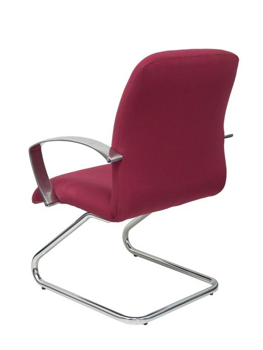 Modelo Caudete Confidente Patín  Sillón de recepción ergonómico con brazos fijos y patín cromados  Asiento y respaldo tapizados en tejido BALI color granate