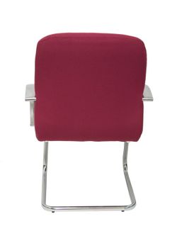 Modelo Caudete Confidente Patín  Sillón de recepción ergonómico con brazos fijos y patín cromados  Asiento y respaldo tapizados en tejido BALI color granate
