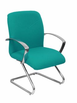 Modelo Caudete Confidente Patín  Sillón de recepción ergonómico con brazos fijos y patín cromados  Asiento y respaldo tapizados en tejido BALI color turquesa