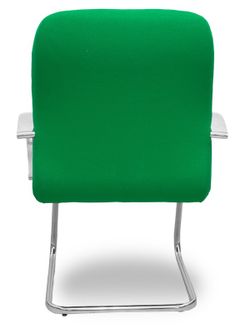 Modelo Caudete Confidente Patín.Sillón de recepción ergonómico con brazos fijos y patín cromado. Asiento y respaldo tapizados en tejido BALI color verde.