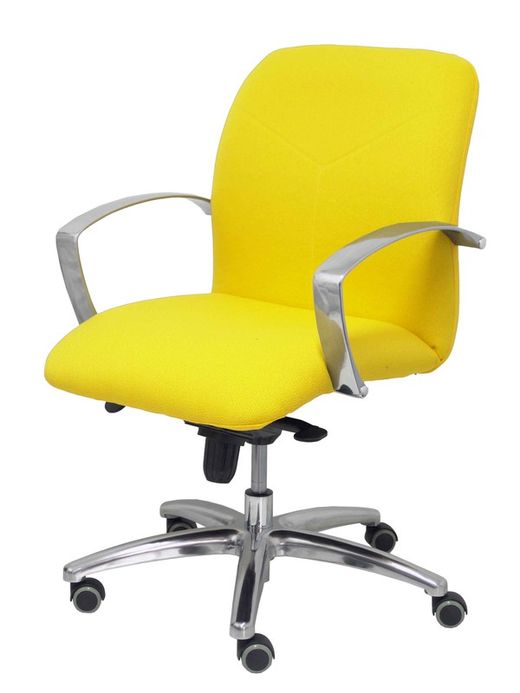 Modelo Caudete Confidente - Sillón de recepción ergonómico con mecanismo basculante y regulable en altura - Asiento y respaldo tapizados en tejido BALI color amarillo