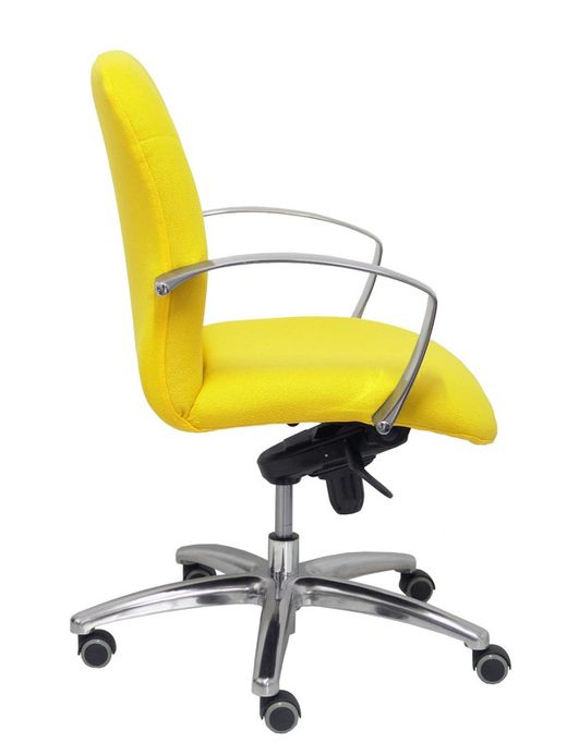 Modelo Caudete Confidente - Sillón de recepción ergonómico con mecanismo basculante y regulable en altura - Asiento y respaldo tapizados en tejido BALI color amarillo