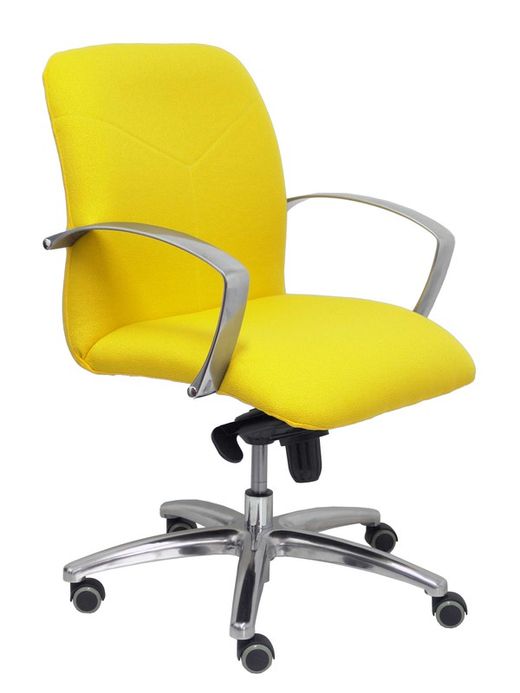 Modelo Caudete Confidente - Sillón de recepción ergonómico con mecanismo basculante y regulable en altura - Asiento y respaldo tapizados en tejido BALI color amarillo