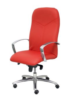 Modelo Caudete - Sillón de dirección ergonómico con mecanismo basculante y regulable en altura - Asiento y respaldo tapizados en piel color rojo