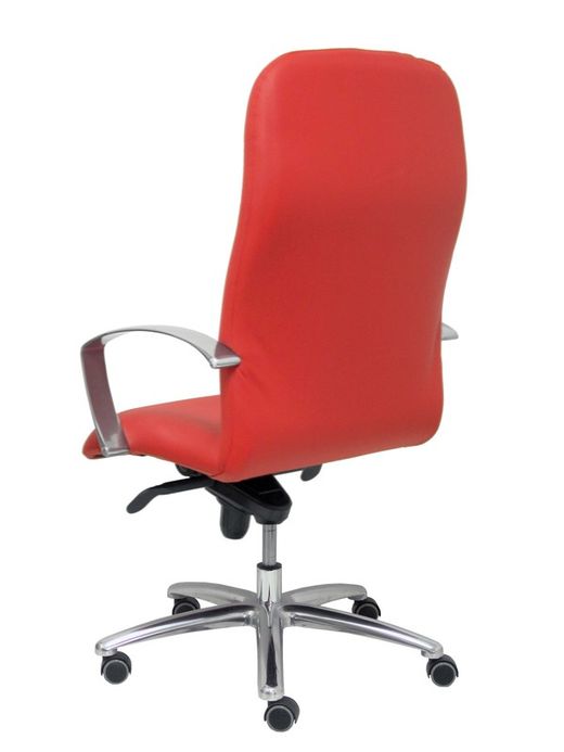 Modelo Caudete - Sillón de dirección ergonómico con mecanismo basculante y regulable en altura - Asiento y respaldo tapizados en piel color rojo