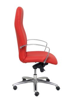 Modelo Caudete - Sillón de dirección ergonómico con mecanismo basculante y regulable en altura - Asiento y respaldo tapizados en piel color rojo