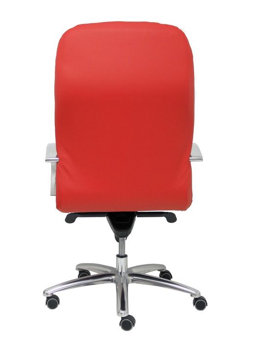 Modelo Caudete - Sillón de dirección ergonómico con mecanismo basculante y regulable en altura - Asiento y respaldo tapizados en piel color rojo