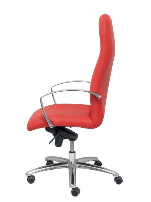 Modelo Caudete - Sillón de dirección ergonómico con mecanismo basculante y regulable en altura - Asiento y respaldo tapizados en piel color rojo