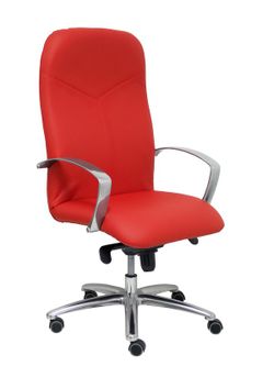 Modelo Caudete - Sillón de dirección ergonómico con mecanismo basculante y regulable en altura - Asiento y respaldo tapizados en piel color rojo