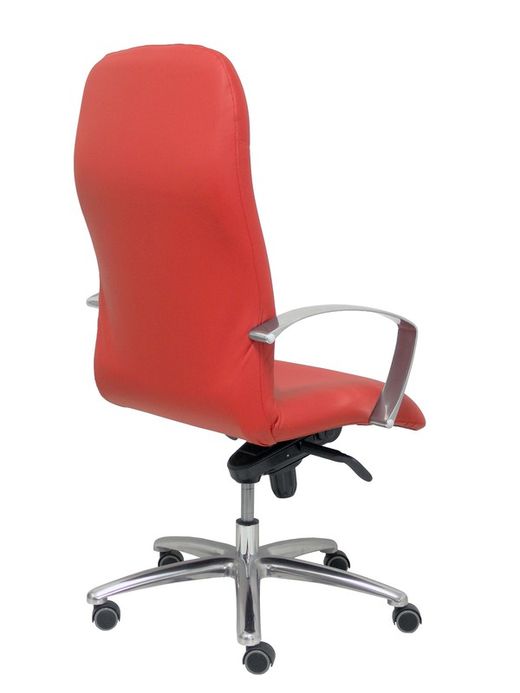 Modelo Caudete - Sillón de dirección ergonómico con mecanismo basculante y regulable en altura - Asiento y respaldo tapizados en piel color rojo