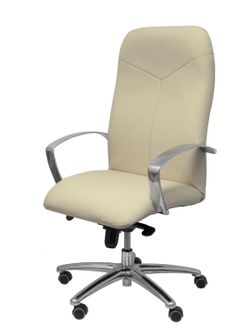 Modelo Caudete - Sillón de dirección ergonómico con mecanismo basculante y regulable en altura - Asiento y respaldo tapizados en similpiel color crema
