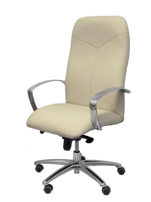 Modelo Caudete - Sillón de dirección ergonómico con mecanismo basculante y regulable en altura - Asiento y respaldo tapizados en similpiel color crema