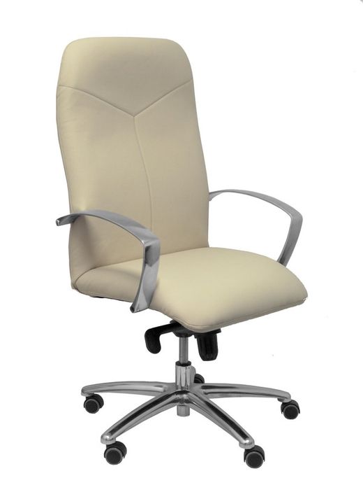 Modelo Caudete - Sillón de dirección ergonómico con mecanismo basculante y regulable en altura - Asiento y respaldo tapizados en similpiel color crema