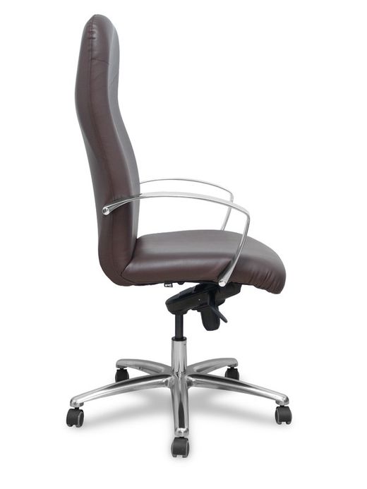 Modelo Caudete - Sillón de dirección ergonómico con mecanismo basculante y regulable en altura - Asiento y respaldo tapizados en similpiel color marrón oscuro.
