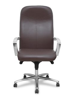 Modelo Caudete - Sillón de dirección ergonómico con mecanismo basculante y regulable en altura - Asiento y respaldo tapizados en similpiel color marrón oscuro.