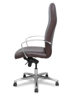 Modelo Caudete - Sillón de dirección ergonómico con mecanismo basculante y regulable en altura - Asiento y respaldo tapizados en similpiel color marrón oscuro.