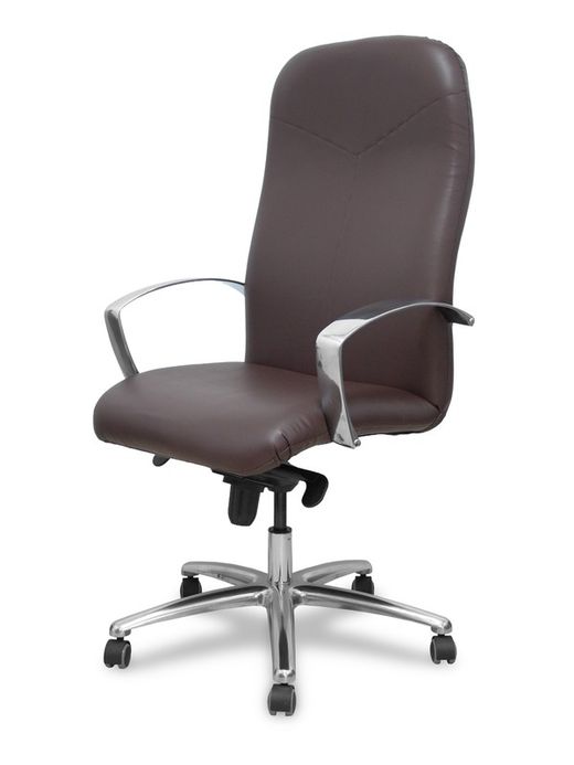 Modelo Caudete - Sillón de dirección ergonómico con mecanismo basculante y regulable en altura - Asiento y respaldo tapizados en similpiel color marrón oscuro.