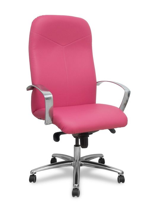 Modelo Caudete - Sillón de dirección ergonómico con mecanismo basculante y regulable en altura - Asiento y respaldo tapizados en similpiel color rosa.