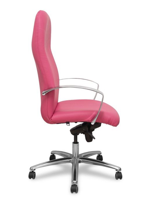 Modelo Caudete - Sillón de dirección ergonómico con mecanismo basculante y regulable en altura - Asiento y respaldo tapizados en similpiel color rosa.