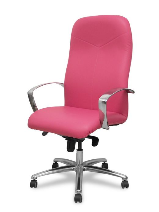 Modelo Caudete - Sillón de dirección ergonómico con mecanismo basculante y regulable en altura - Asiento y respaldo tapizados en similpiel color rosa.