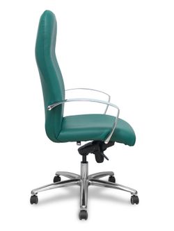 Modelo Caudete - Sillón de dirección ergonómico con mecanismo basculante y regulable en altura - Asiento y respaldo tapizados en similpiel color verde botella.