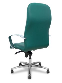 Modelo Caudete - Sillón de dirección ergonómico con mecanismo basculante y regulable en altura - Asiento y respaldo tapizados en similpiel color verde botella.