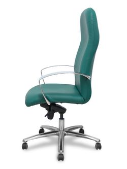 Modelo Caudete - Sillón de dirección ergonómico con mecanismo basculante y regulable en altura - Asiento y respaldo tapizados en similpiel color verde botella.