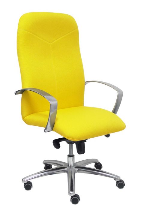 Modelo Caudete - Sillón de dirección ergonómico con mecanismo basculante y regulable en altura - Asiento y respaldo tapizados en tejido BALI color amarillo