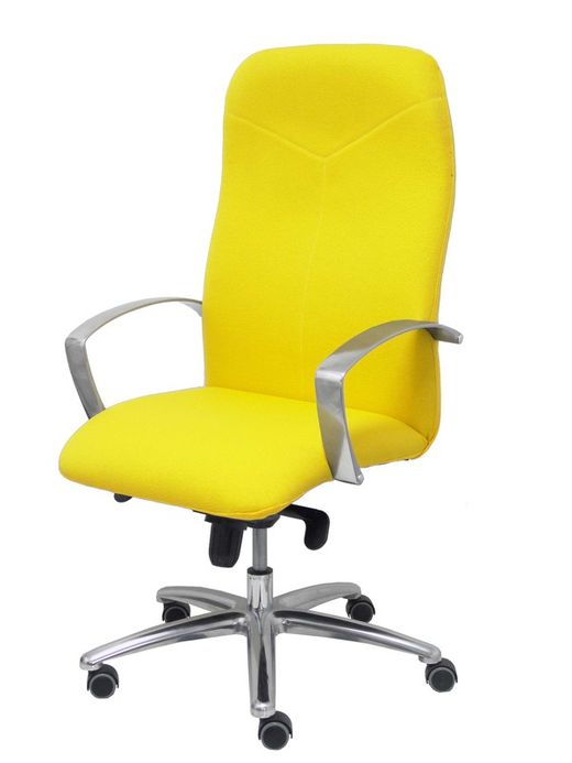 Modelo Caudete - Sillón de dirección ergonómico con mecanismo basculante y regulable en altura - Asiento y respaldo tapizados en tejido BALI color amarillo