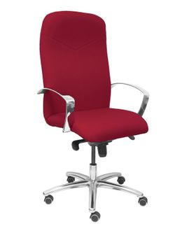 Modelo Caudete - Sillón de dirección ergonómico con mecanismo basculante y regulable en altura - Asiento y respaldo tapizados en tejido BALI color granate