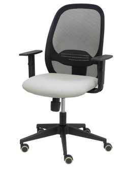 Modelo Cilanco negra - Silla de oficina ergonómica con mecanismo sincro, brazos regulables y ajustable en altura - Respaldo negro, tapizado en malla transpirable en color negro y asiento tapizado en tejido BALI color gris.