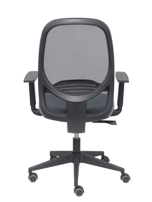 Modelo Cilanco negra - Silla de oficina ergonómica con mecanismo sincro, brazos regulables y ajustable en altura - Respaldo negro, tapizado en malla transpirable en color negro y asiento tapizado en tejido BALI color gris.