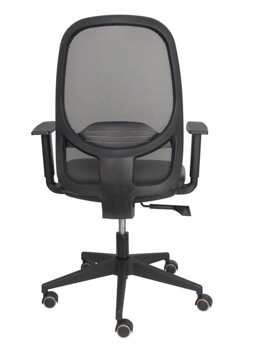 Modelo Cilanco negra - Silla de oficina ergonómica con mecanismo sincro, brazos regulables y ajustable en altura - Respaldo negro, tapizado en malla transpirable en color negro y asiento tapizado en tejido SIMILPIEL color negro.