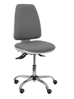 Modelo Elche blanca - Silla de oficina ergonómica con mecanismo asincro, regulable en altura y ruedas de parqué - Base cromada. Asiento y respaldo tapizados en tejido BALI color gris.