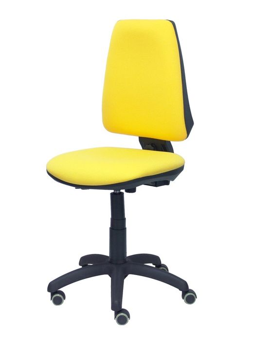 Modelo Elche CP - Silla de oficina ergonómica con mecanismo permanente, regulable en altura y ruedas de parqué - Asiento y respaldo tapizados en tejido BALI color amarillo