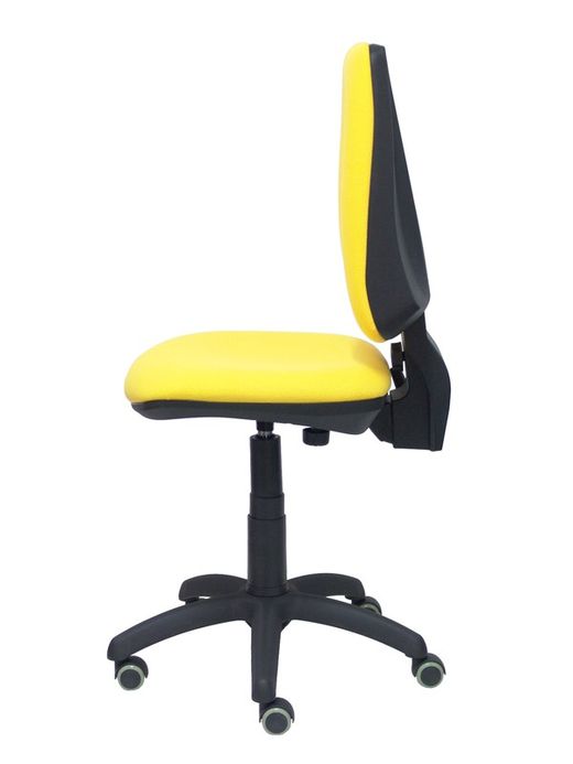 Modelo Elche CP - Silla de oficina ergonómica con mecanismo permanente, regulable en altura y ruedas de parqué - Asiento y respaldo tapizados en tejido BALI color amarillo