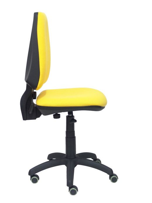 Modelo Elche CP - Silla de oficina ergonómica con mecanismo permanente, regulable en altura y ruedas de parqué - Asiento y respaldo tapizados en tejido BALI color amarillo
