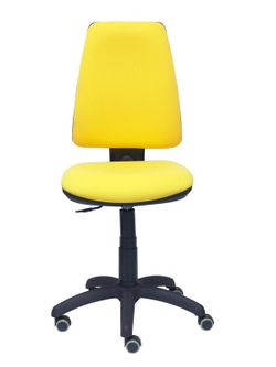 Modelo Elche CP - Silla de oficina ergonómica con mecanismo permanente, regulable en altura y ruedas de parqué - Asiento y respaldo tapizados en tejido BALI color amarillo