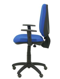 Modelo Elche CP - Silla de oficina ergonómica con mecanismo permanente, regulable en altura y ruedas de parqué - Asiento y respaldo tapizados en tejido BALI color azul (BRAZOS REGULABLES EN ALTURA)