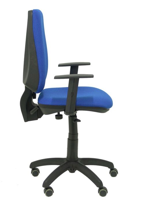 Modelo Elche CP - Silla de oficina ergonómica con mecanismo permanente, regulable en altura y ruedas de parqué - Asiento y respaldo tapizados en tejido BALI color azul (BRAZOS REGULABLES EN ALTURA)