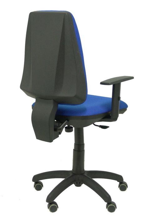 Modelo Elche CP - Silla de oficina ergonómica con mecanismo permanente, regulable en altura y ruedas de parqué - Asiento y respaldo tapizados en tejido BALI color azul (BRAZOS REGULABLES EN ALTURA)