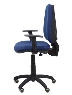 Modelo Elche CP - Silla de oficina ergonómica con mecanismo permanente, regulable en altura y ruedas de parqué - Asiento y respaldo tapizados en tejido BALI color azul marino (BRAZOS REGULABLES EN ALTURA)