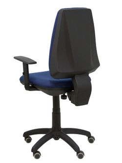 Modelo Elche CP - Silla de oficina ergonómica con mecanismo permanente, regulable en altura y ruedas de parqué - Asiento y respaldo tapizados en tejido BALI color azul marino (BRAZOS REGULABLES EN ALTURA)