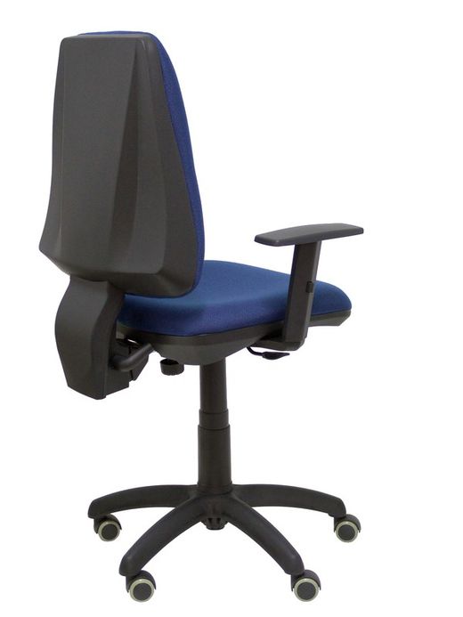 Modelo Elche CP - Silla de oficina ergonómica con mecanismo permanente, regulable en altura y ruedas de parqué - Asiento y respaldo tapizados en tejido BALI color azul marino (BRAZOS REGULABLES EN ALTURA)