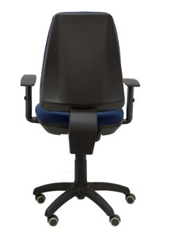 Modelo Elche CP - Silla de oficina ergonómica con mecanismo permanente, regulable en altura y ruedas de parqué - Asiento y respaldo tapizados en tejido BALI color azul marino (BRAZOS REGULABLES EN ALTURA)
