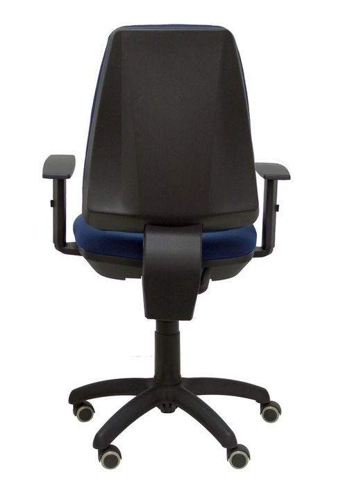 Modelo Elche CP - Silla de oficina ergonómica con mecanismo permanente, regulable en altura y ruedas de parqué - Asiento y respaldo tapizados en tejido BALI color azul marino (BRAZOS REGULABLES EN ALTURA)